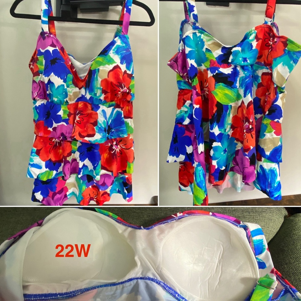 Women's Plus Size Chlorine Resistant Adjustable Tankini Swimsuit Top
